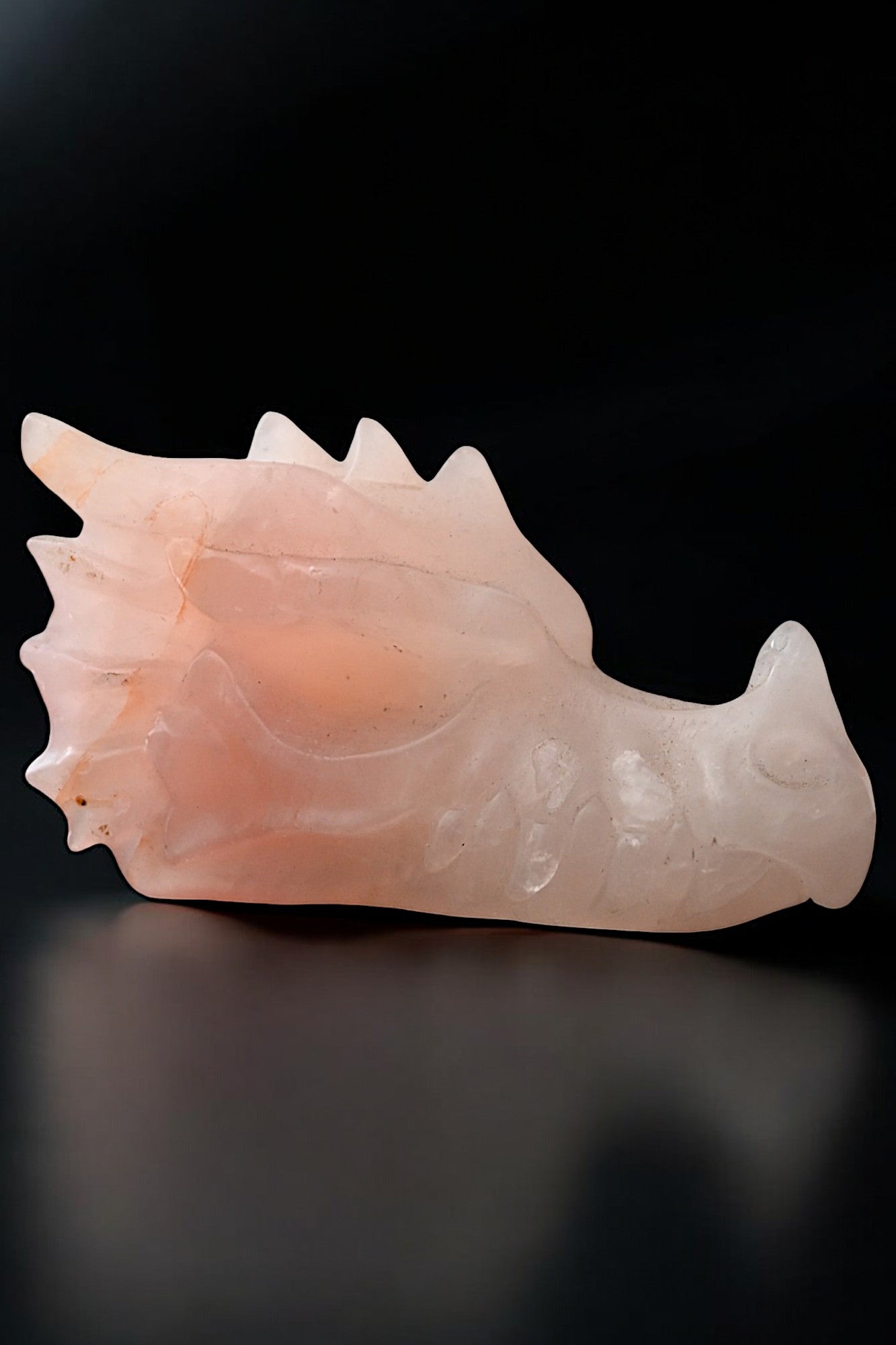 Rose Quartz Dragon Skull