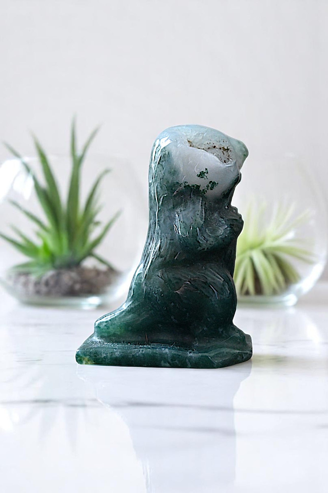 Moss Agate Geode Meerkat