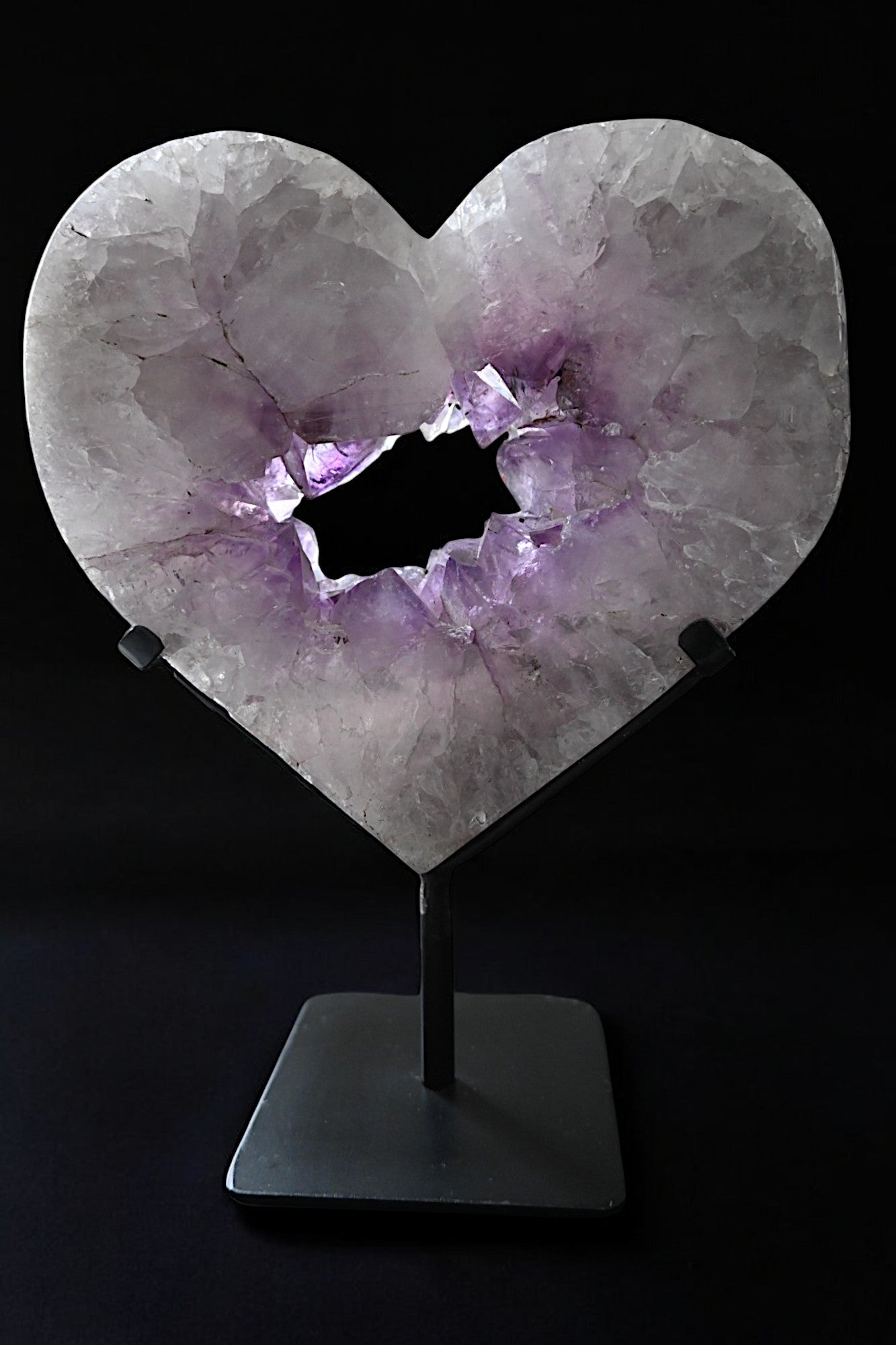 Amethyst Geode Heart on Stand