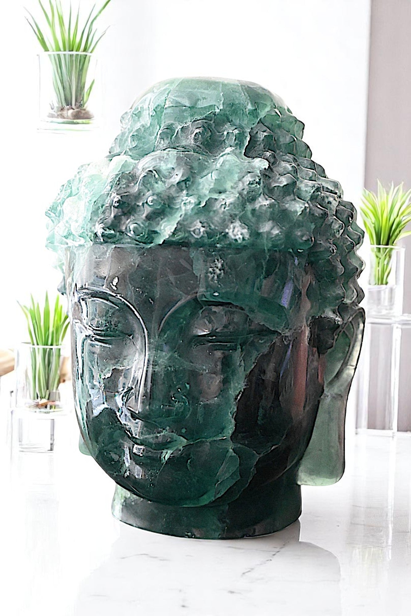 Green Fluorite Buddha Head