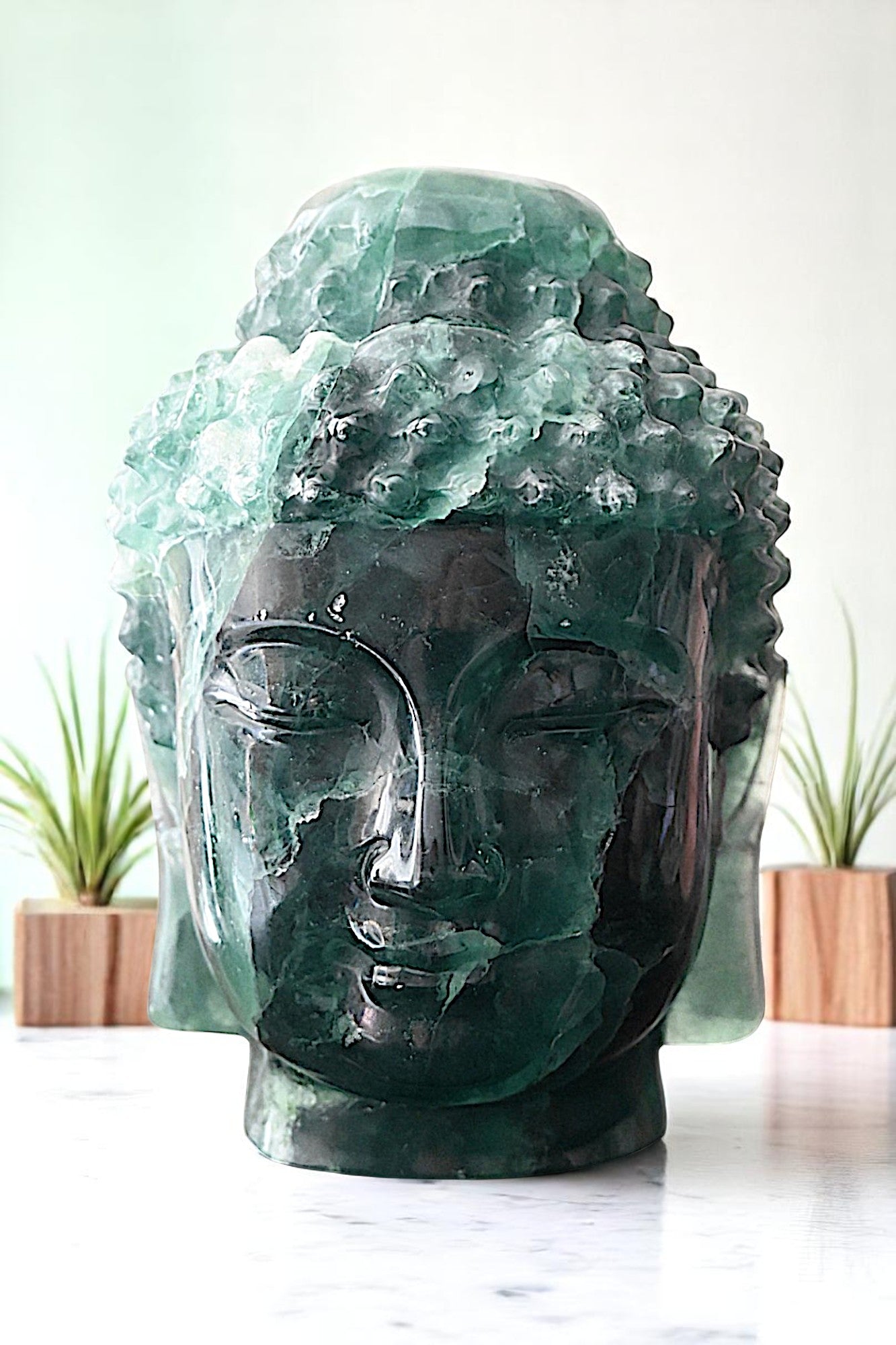 Green Fluorite Buddha Head