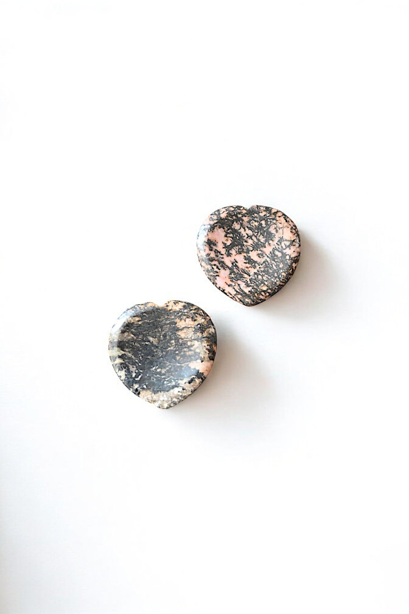 Dark Pink Rhodonite Heart Worry Stone