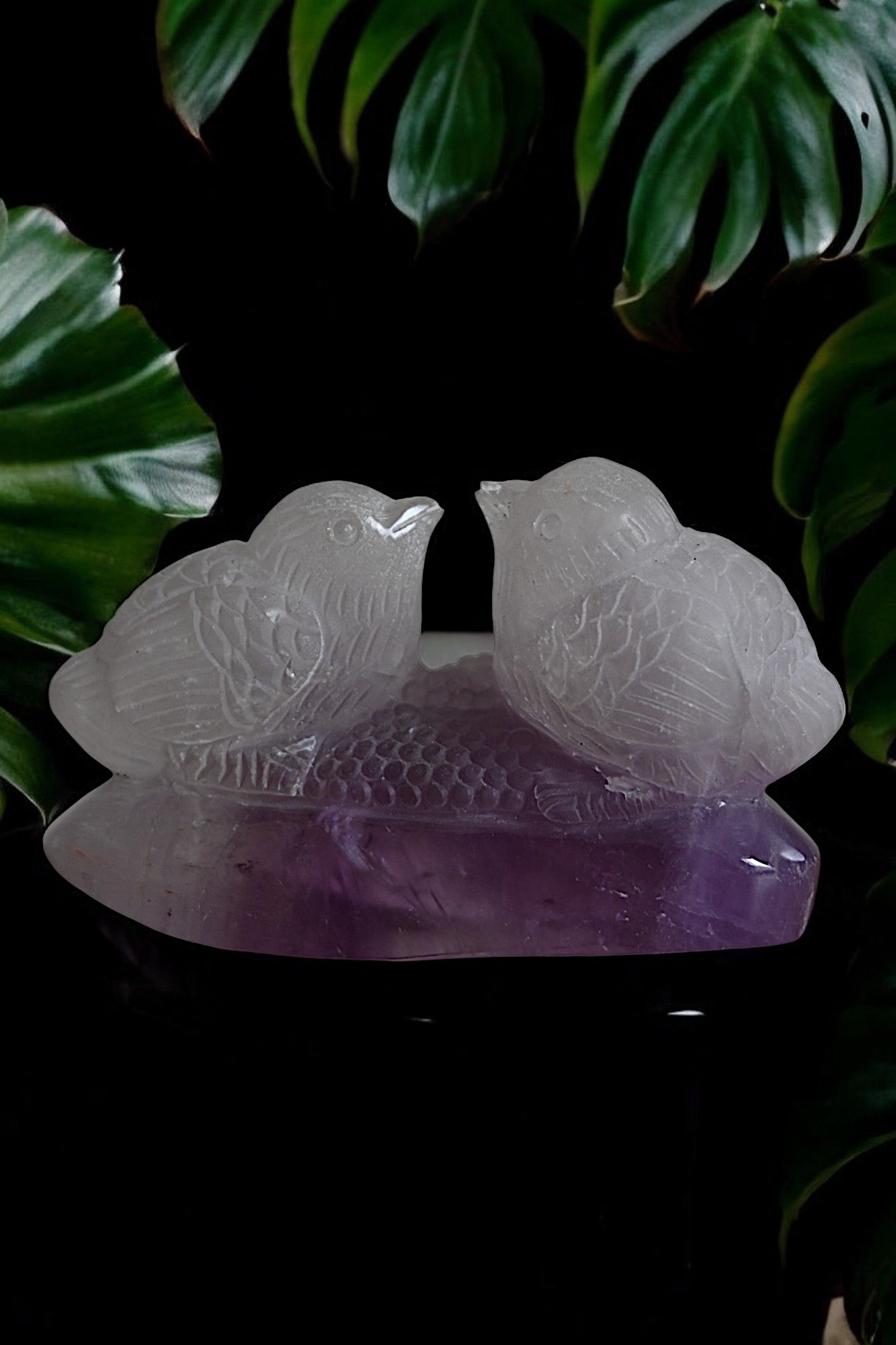 Amethyst & Quartz Bird Pair